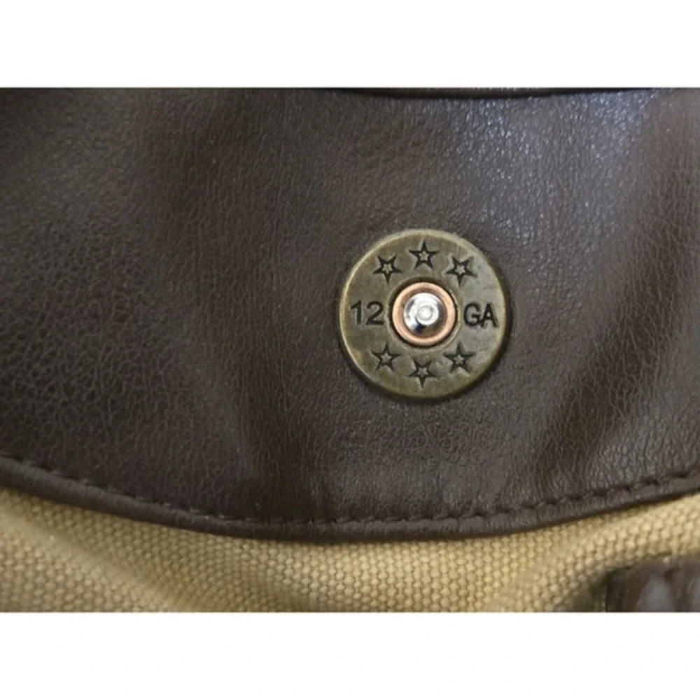 ZEP-PRO Khaki Brown Tan Canvas Leathrr Concho‎ Travel Duffel Bag 15